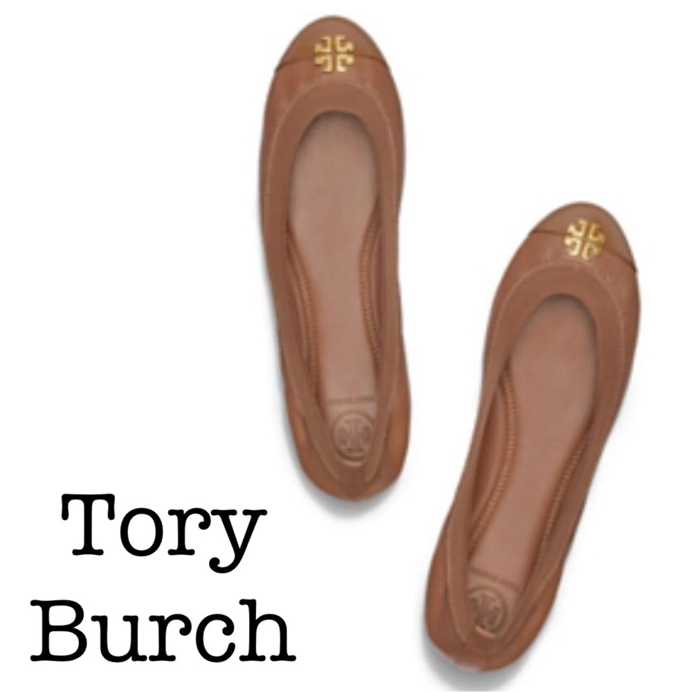 Tory Burch Jolie Brown Leather Ballet Flats Size 6